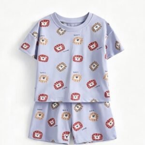 leo lion patterned periwinkle co ord set for boys